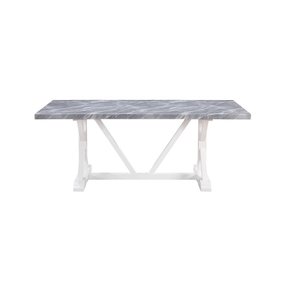 Hollyn Dining Table, Engineering Stone & White Finish. Picture 2