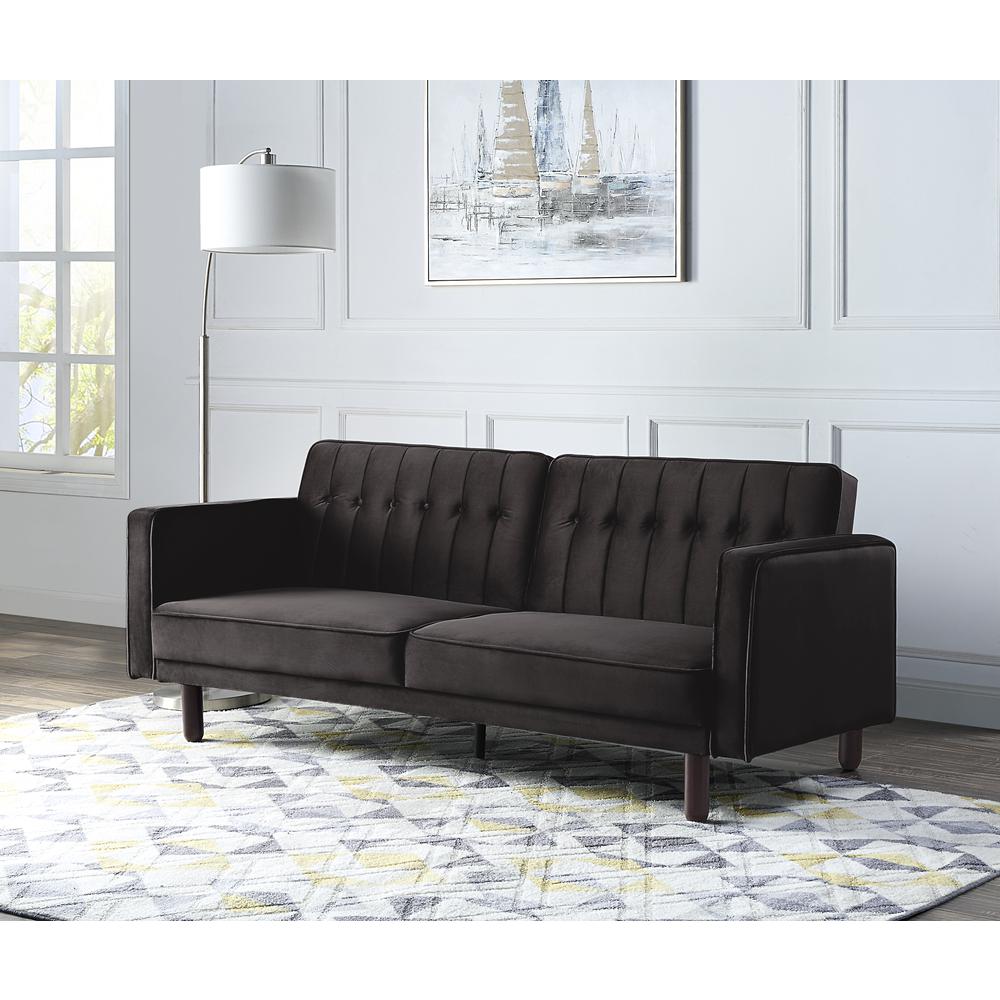 Qinven Adjustable Sofa , Dark Brown Velvet (LV00086). Picture 14