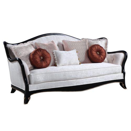Nurmive Beige Fabric Sofa w/7Pillows. Picture 1