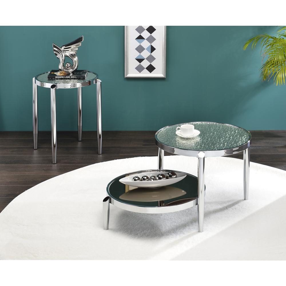 ACME Abbe Coffee Table, Glass & Chrome Finish. Picture 1