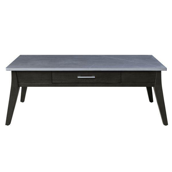 Zemocryss Sintered Stone Top & Dark Brown Finish Coffee Table. Picture 2