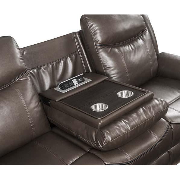 Lydia Brown Leather Aire Motion Sofa w/USB Port. Picture 6