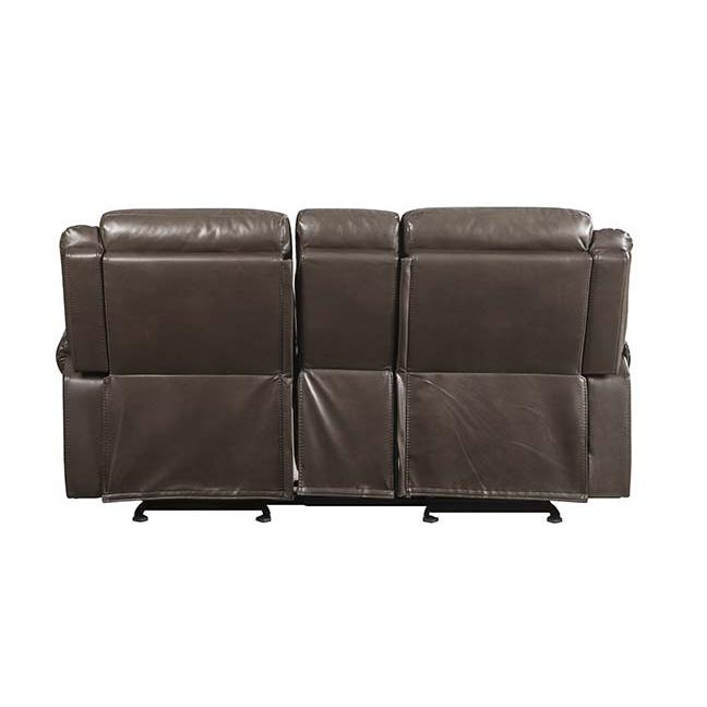 Lydia Brown Leather Aire Motion Loveseat w/Console & USB Port. Picture 4