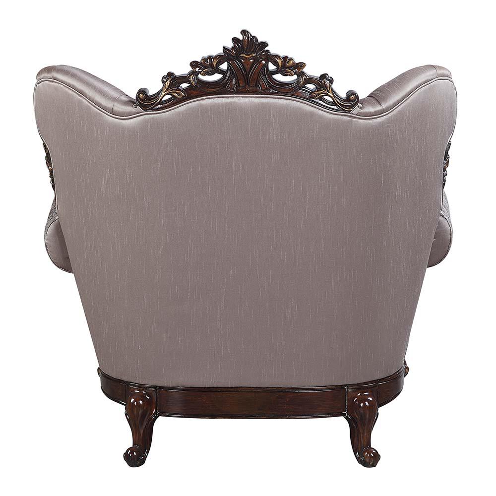 Benbek Fabric & Antique Oak Finish Chair w/Pillow. Picture 4