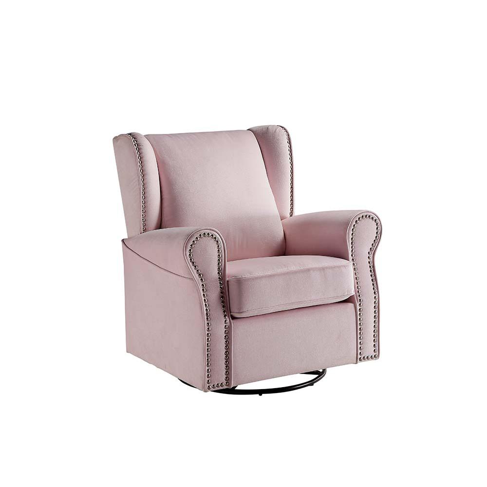 Tamaki Pink Fabric Swivel Chair w/Glider. Picture 2