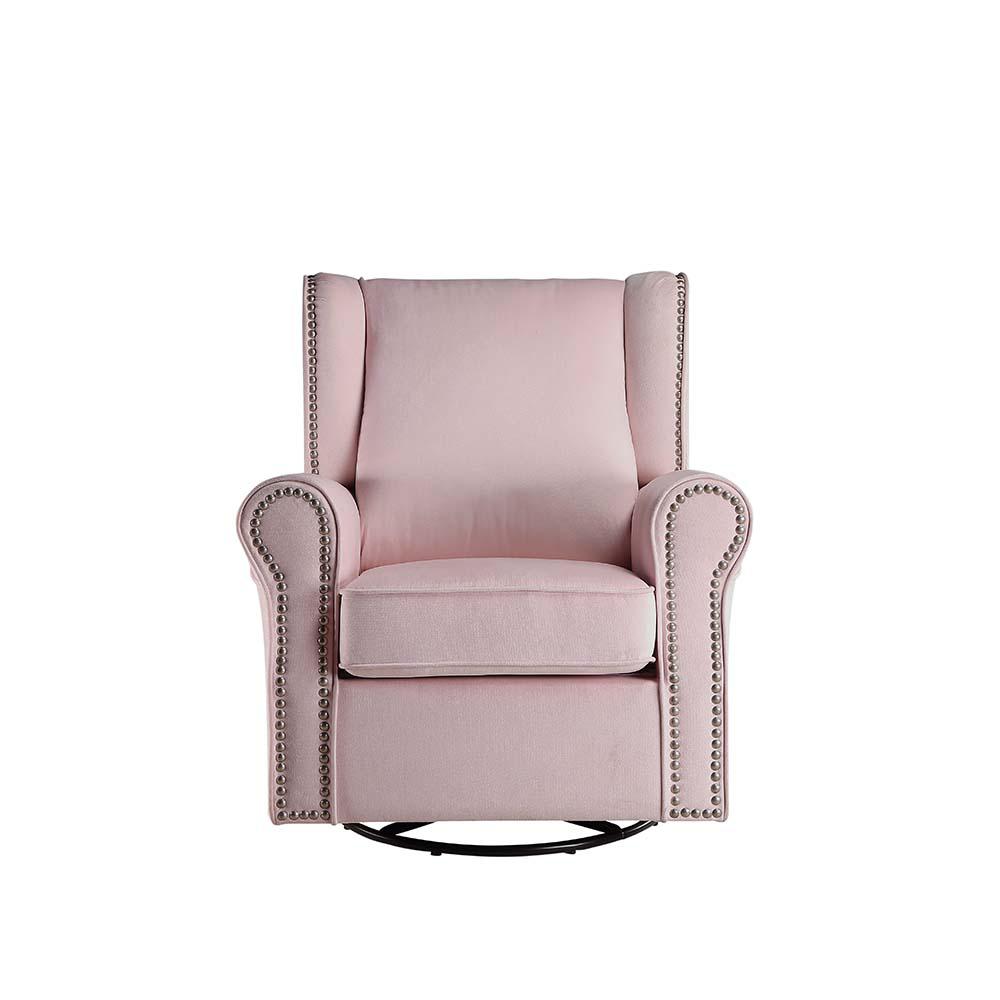 Tamaki Pink Fabric Swivel Chair w/Glider. Picture 3