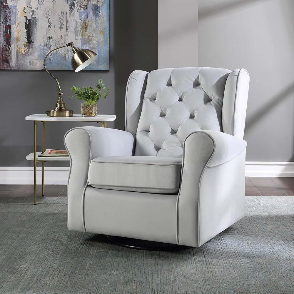 Zeger Gray Fabric Swivel Chair w/Glider. Picture 1
