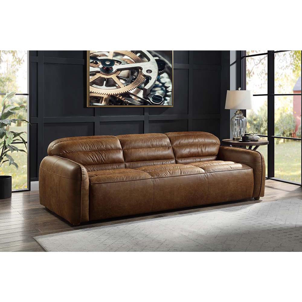 Rafer Cocoa Top Grain Leather Sofa. Picture 1