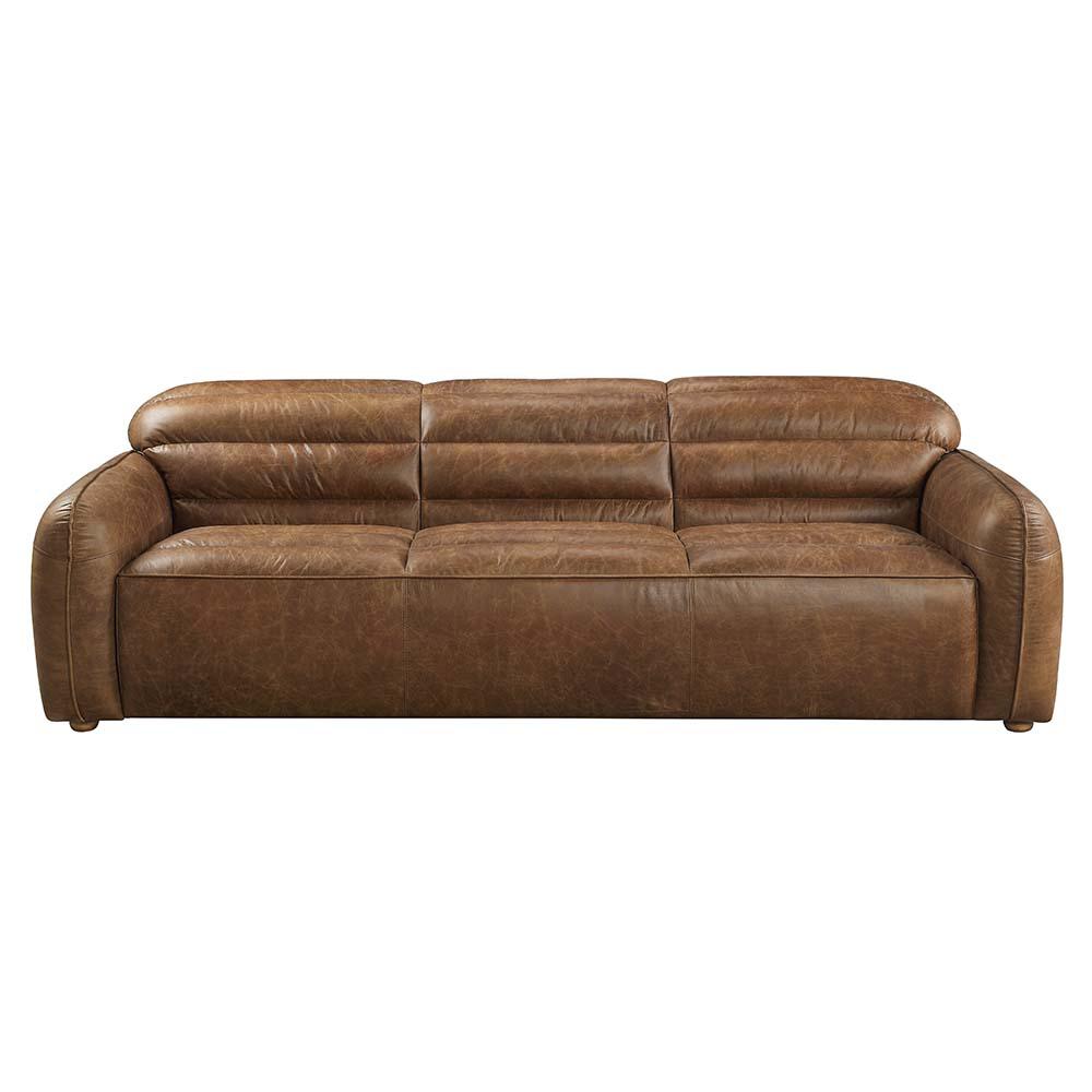 Rafer Cocoa Top Grain Leather Sofa. Picture 3