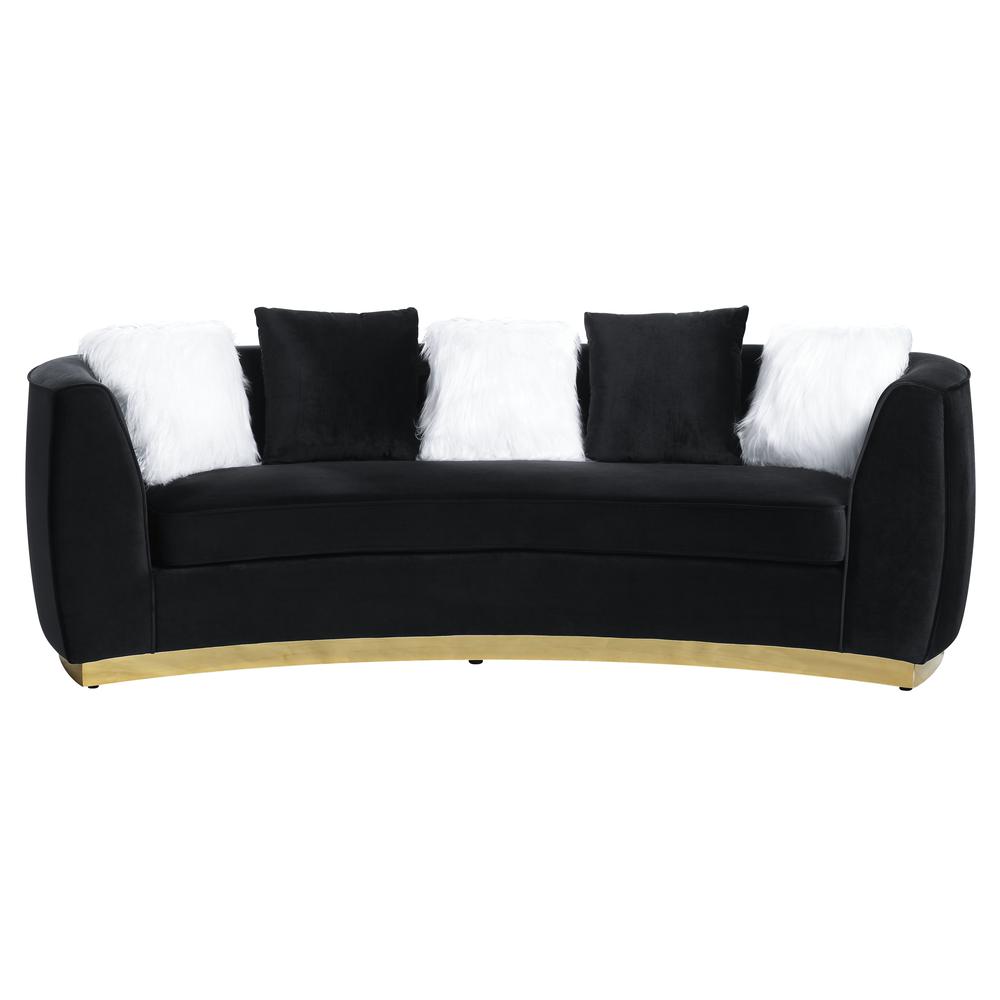 Achelle Black Velvet Sofa w/5 Pillows. Picture 2