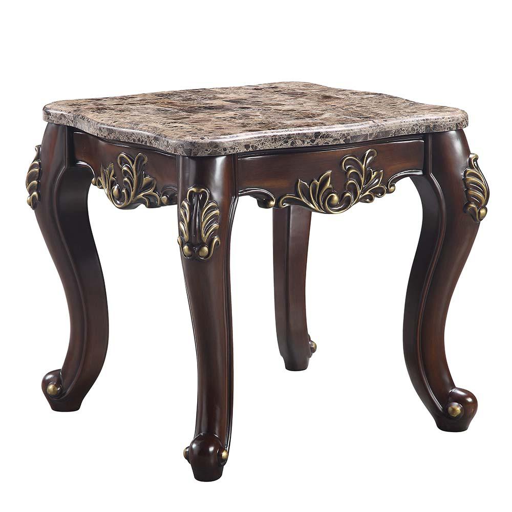 Ragnar Marble Top & Cherry Finish End Table. Picture 1