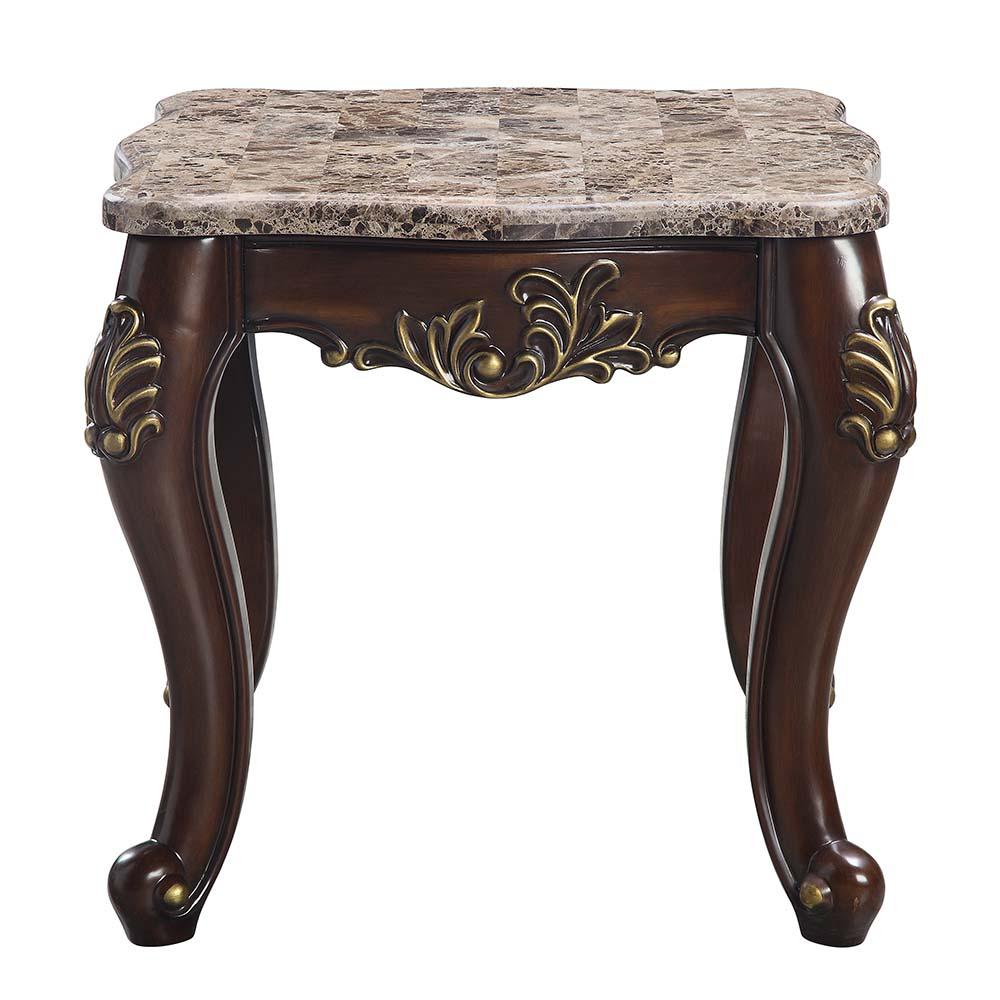 Ragnar Marble Top & Cherry Finish End Table. Picture 2