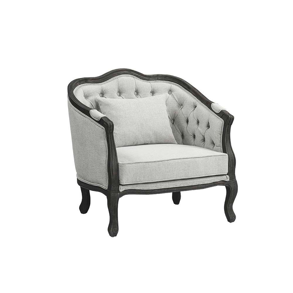 Samael Gray Linen & Dark Brown Finish Chair w/Pillow. Picture 2