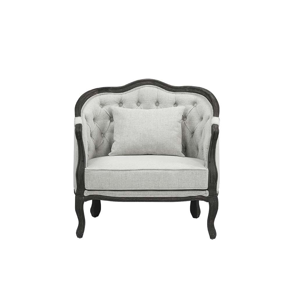 Samael Gray Linen & Dark Brown Finish Chair w/Pillow. Picture 3