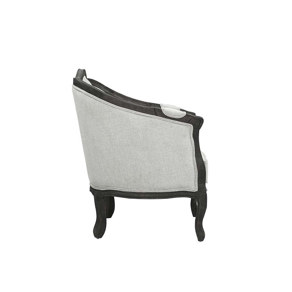 Samael Gray Linen & Dark Brown Finish Chair w/Pillow. Picture 4
