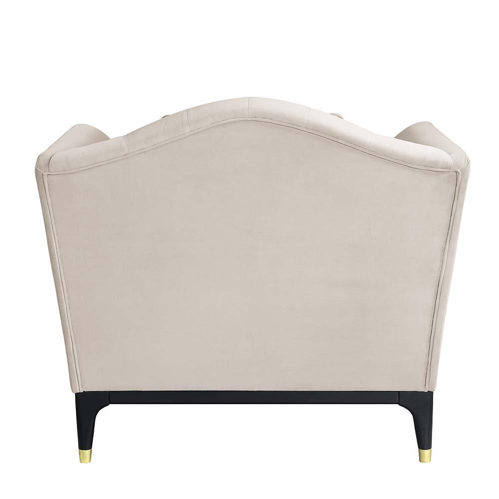 Tayden Beige Velvet Chair w/2 Pillows. Picture 4