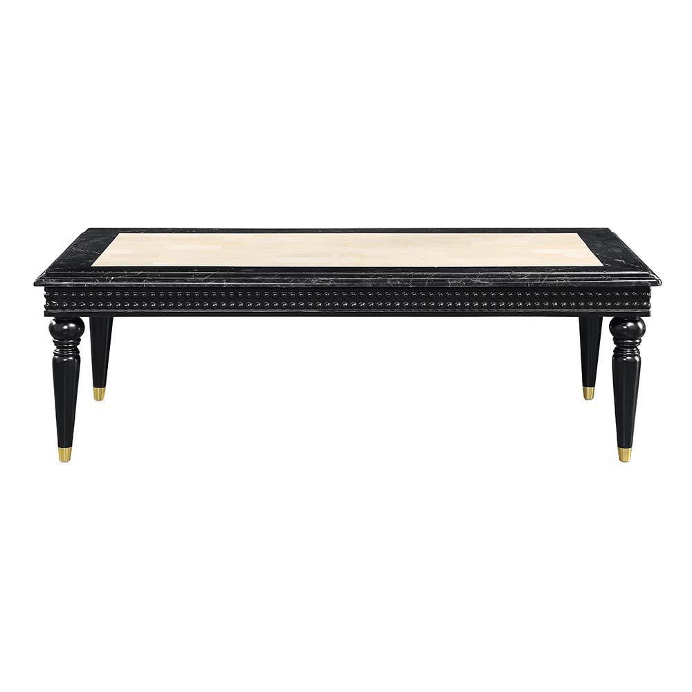 Tayden Marble Top & Black Finish Coffee Table w/Marble Top. Picture 2