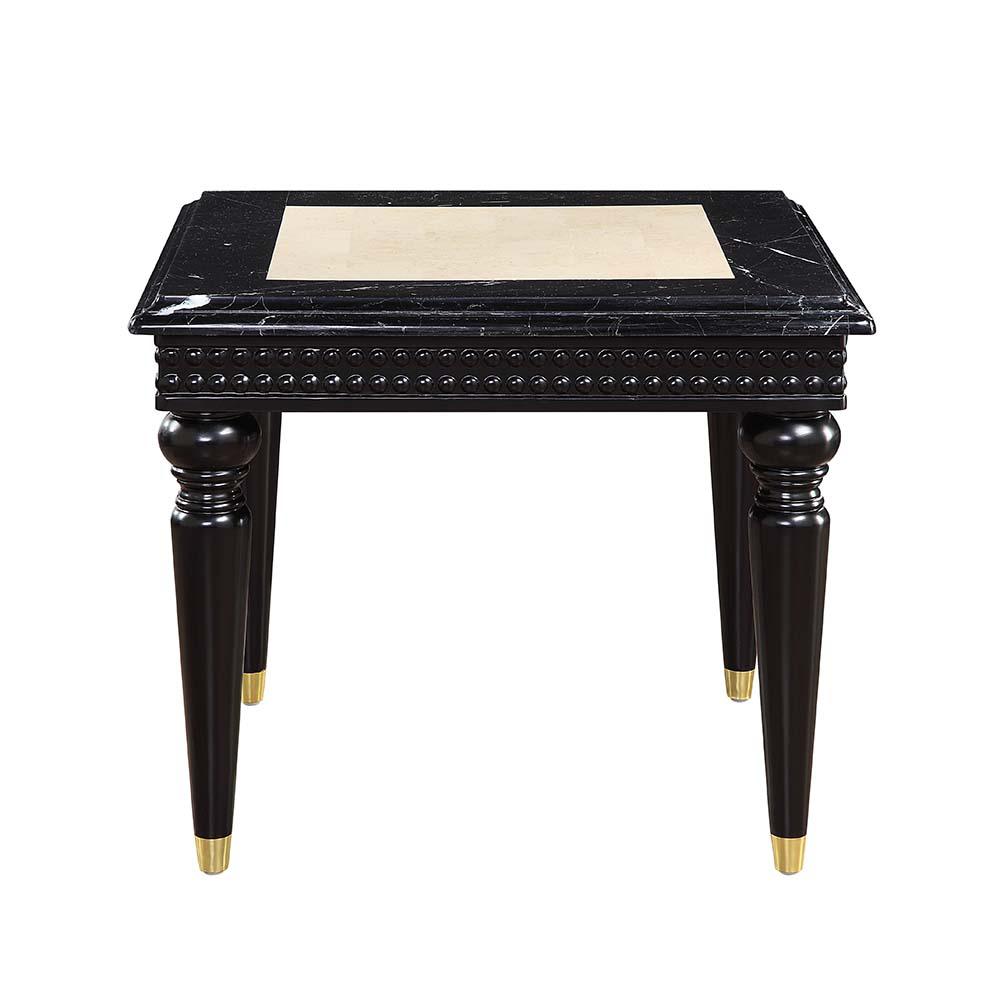 Tayden Marble Top & Black Finish End Table w/Marble Top. Picture 2