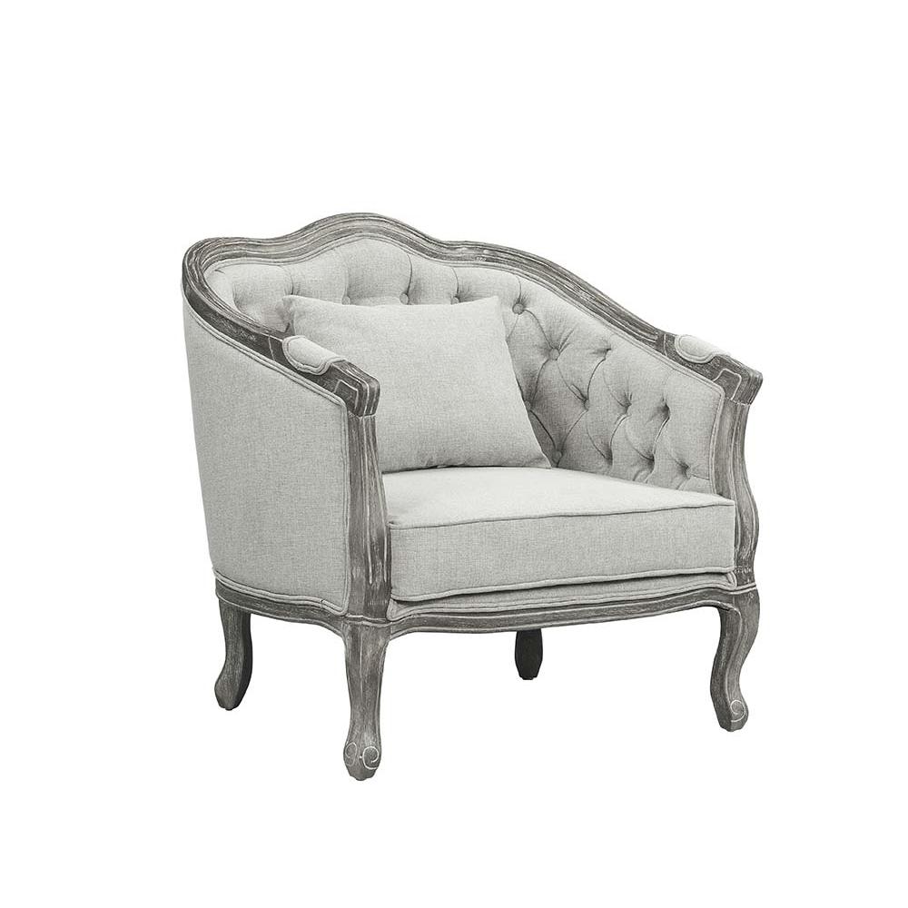 Samael Gray Linen & Gray Oak Finish Chair w/Pillow. Picture 2