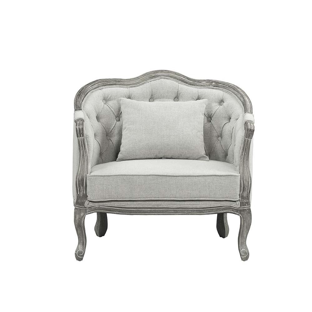 Samael Gray Linen & Gray Oak Finish Chair w/Pillow. Picture 3
