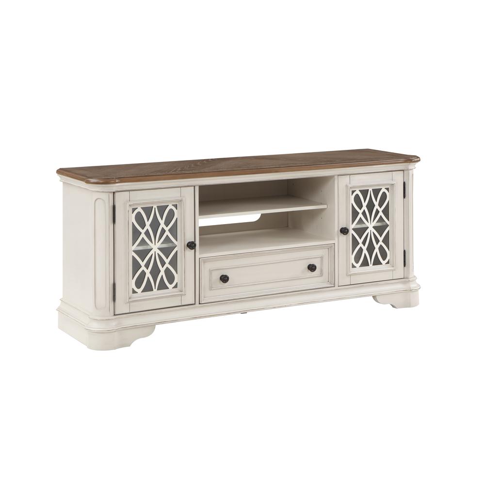 Florian TV Stand in Oak & Antique White Finish. Picture 1
