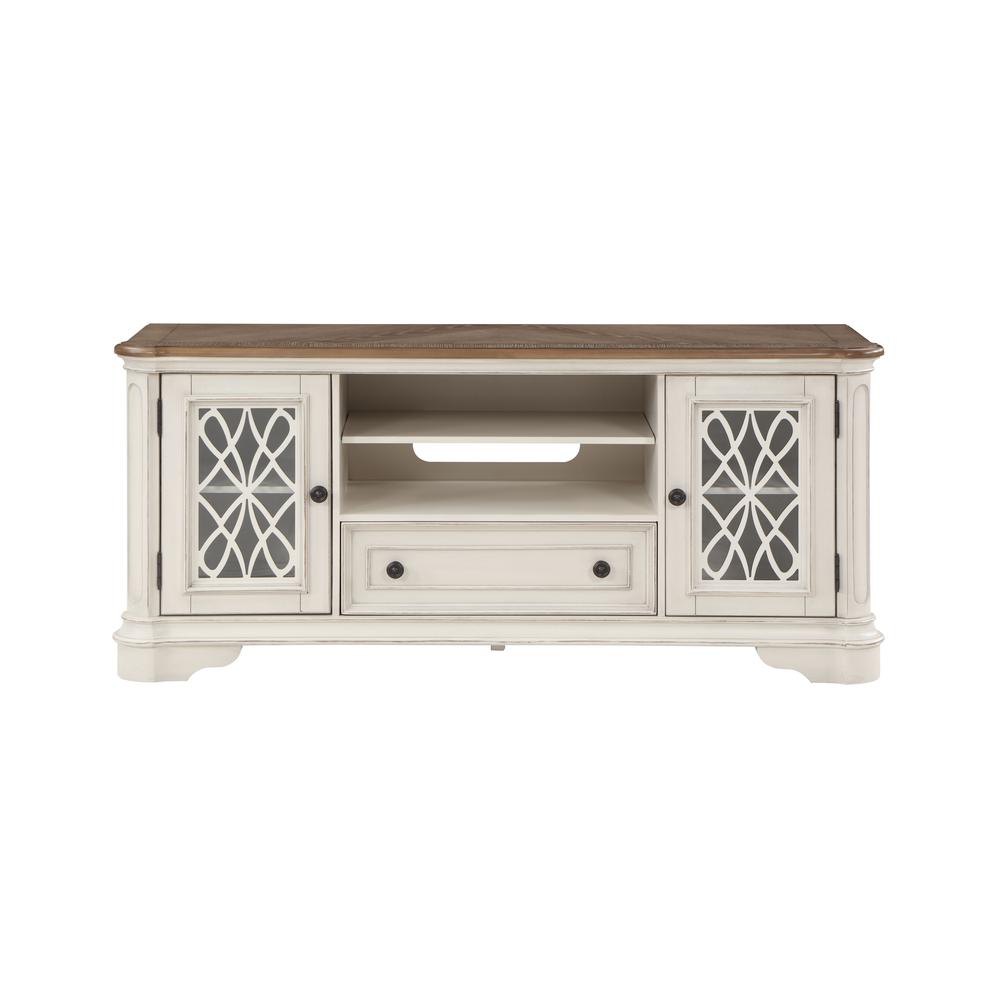Florian TV Stand in Oak & Antique White Finish. Picture 2