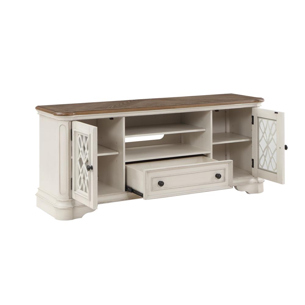 Florian TV Stand in Oak & Antique White Finish. Picture 3