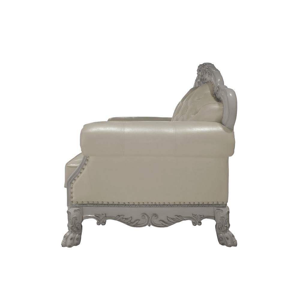 Dresden  Chair w/2 Pillows in Synthetic Leather & Bone White Finish. Picture 3