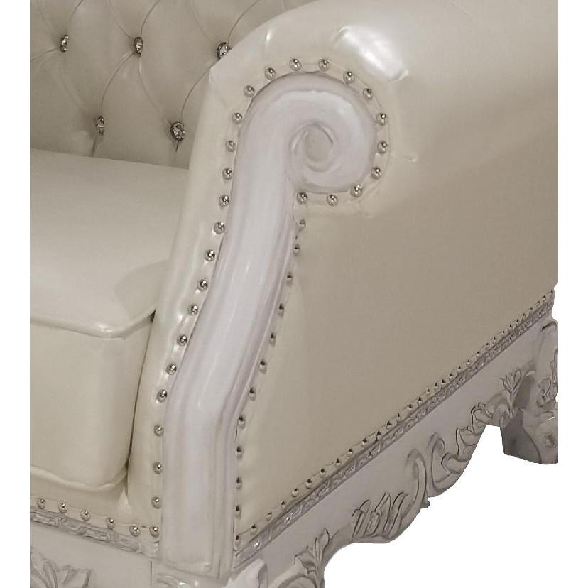 Dresden  Chair w/2 Pillows in Synthetic Leather & Bone White Finish. Picture 4
