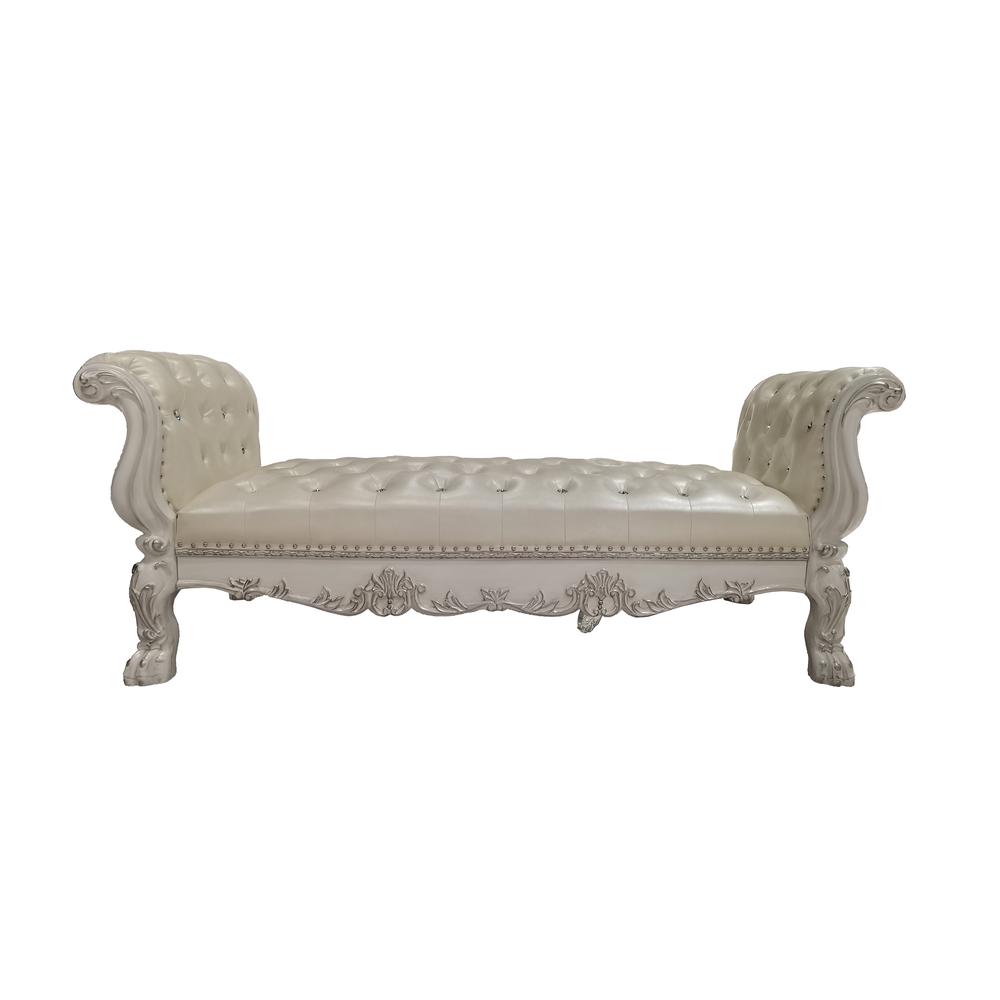 Dresden  Synthetic Leather & Bone White Finish Bench. Picture 2