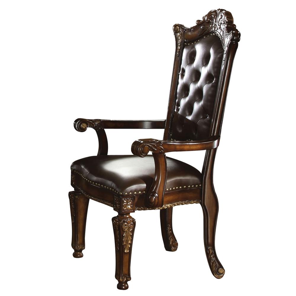 Vendome Arm Chair (Set-2), Espresso PU & Cherry Finish. Picture 2