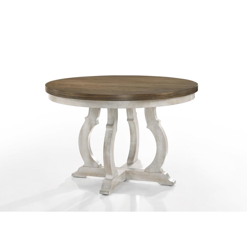 Furniture Cillin Round Wood Dining Table in Walnut and Antique White. Picture 1