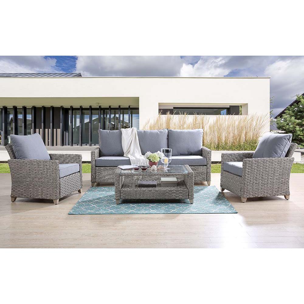 Greeley Gray Fabric & Gray Finish 4PC Pack Patio Sofa Set. Picture 1