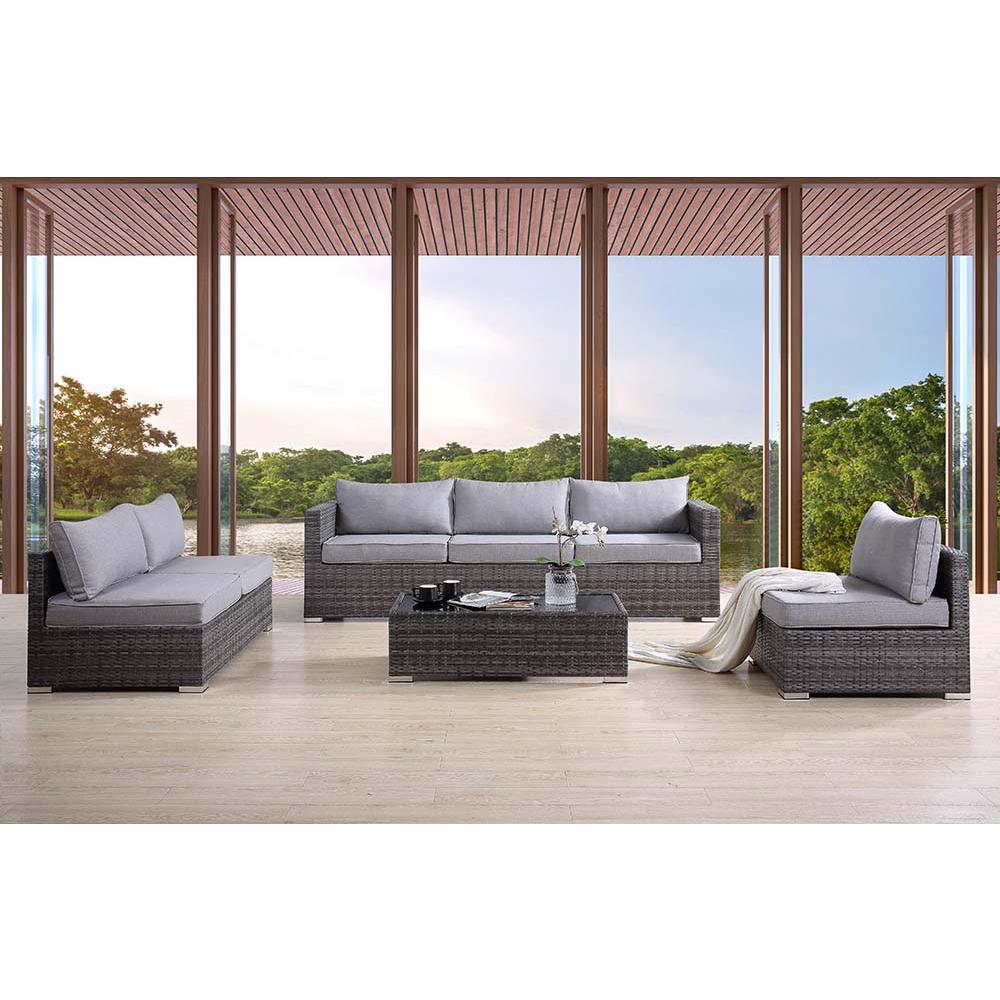 Sheffield Gray Fabric & Gray Finish 4PC Pack Patio Sofa Set. Picture 1