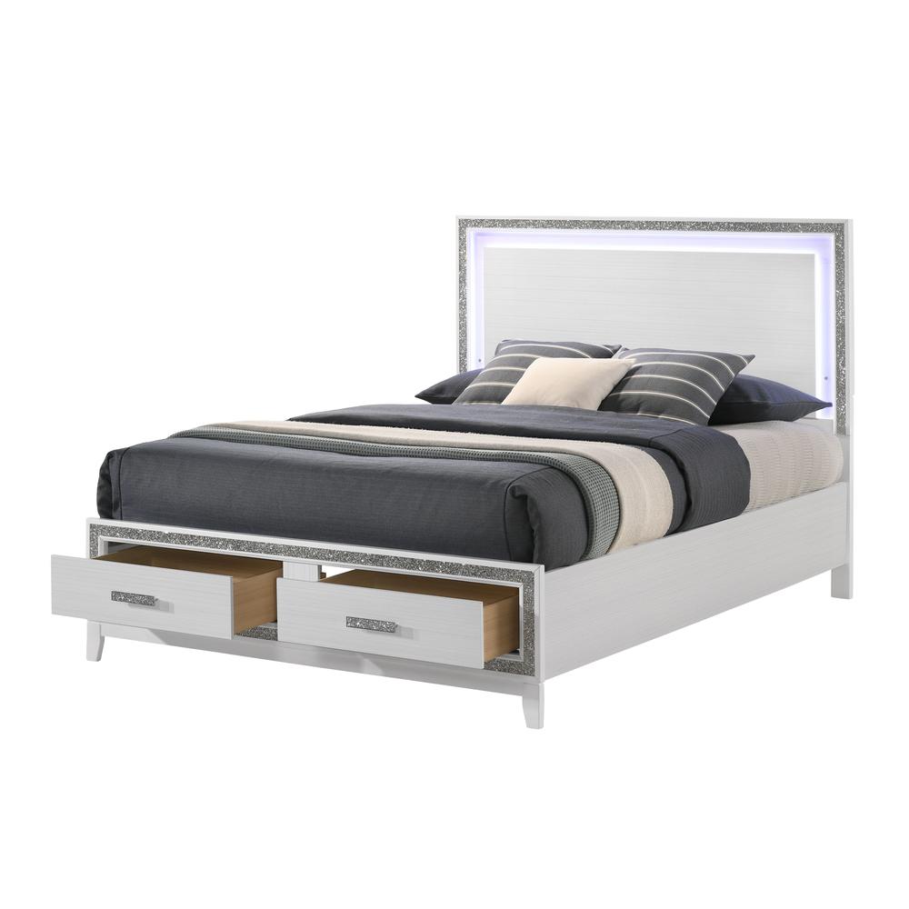 Haiden LED & White Finish Eastern King Bed w/Storage. Picture 2