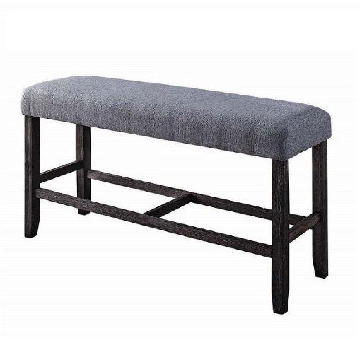 ACME Yelena Counter Height Bench, Fabric & Weathered Espresso. Picture 1