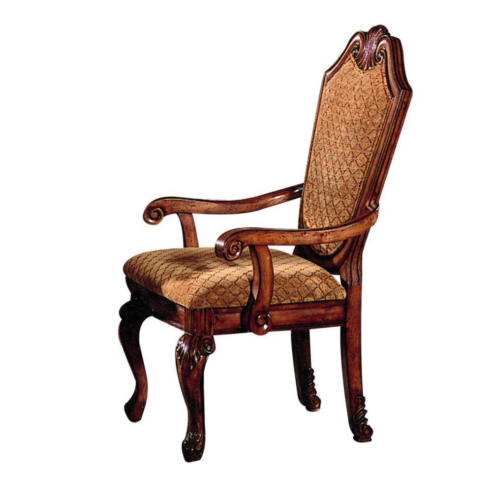 ACME Chateau De Ville Arm Chair (Set-2), Fabric & Cherry. Picture 1