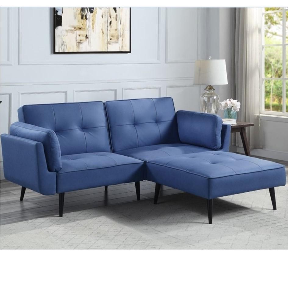 ACME Nafisa Adjustable Sofa & Ottoman, Blue Fabric. Picture 1