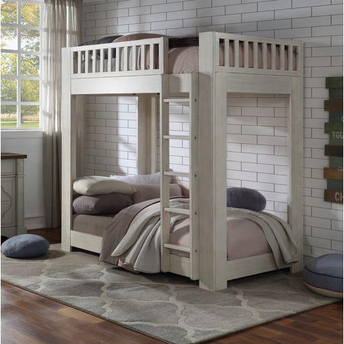 ACME Cedro T/T Bunk Bed, Weathered White Finish. Picture 1