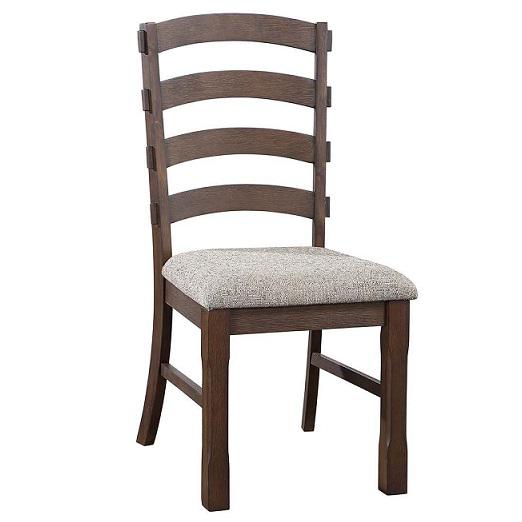 ACME Pascaline Side Chair (Set-2), Gray Fabric, Rustic Brown & Oak Finish. Picture 1