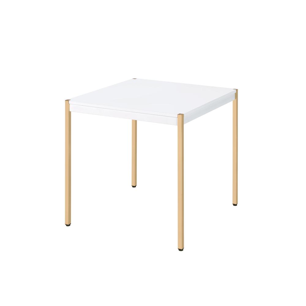 ACME Otrac End Table, White & Gold Finish. Picture 1