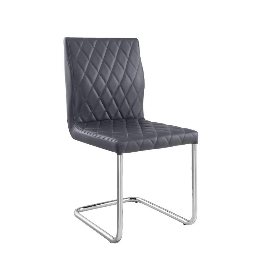 ACME Ansonia Side Chair (Set-2), Gray PU & Chrome. Picture 1