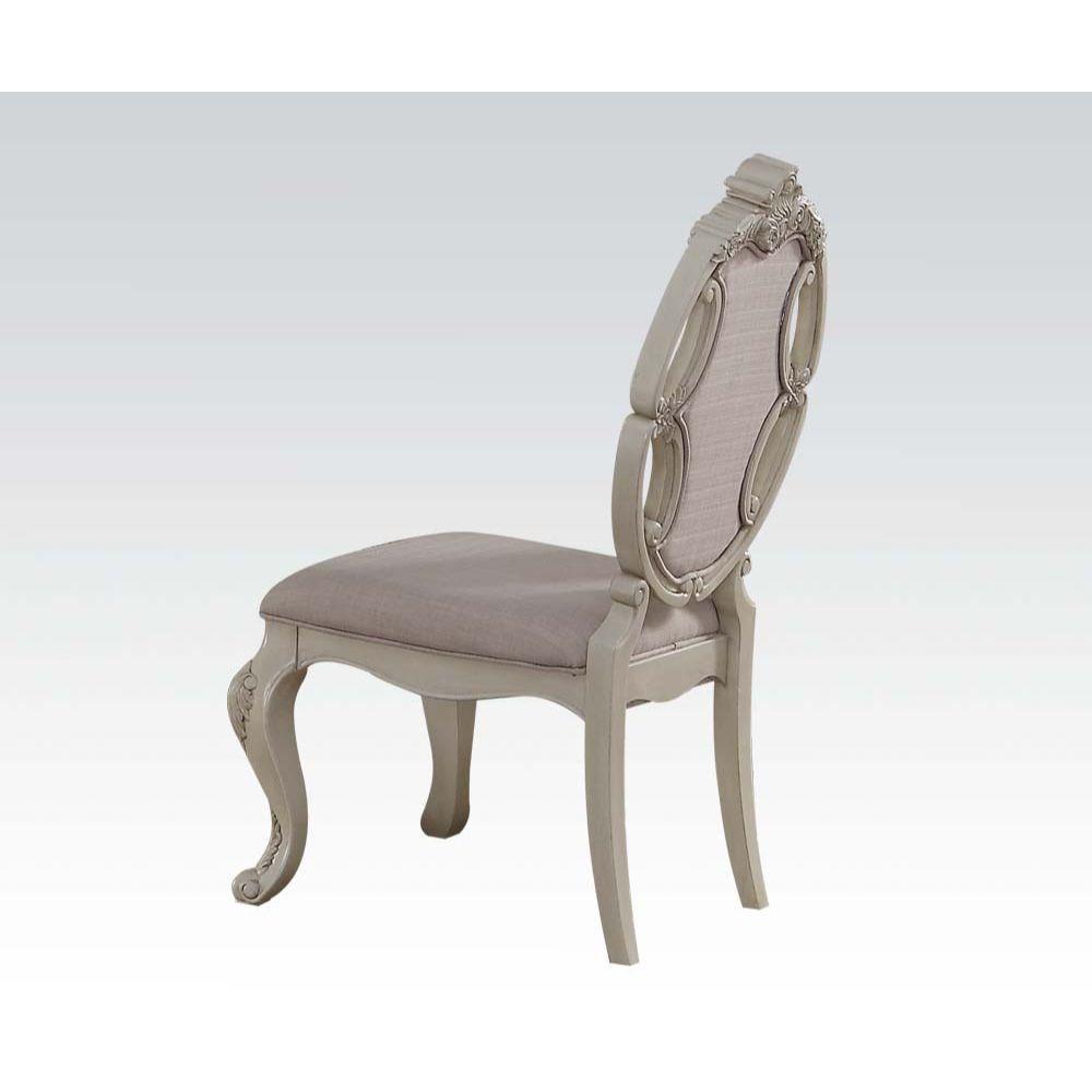 ACME Ragenardus Side Chair (Set-2), Fabric & Antique White. Picture 1
