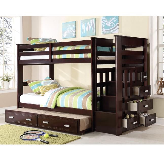 Twin/Twin Bunk Bed w/Storage Ladder & Trundle. Picture 1
