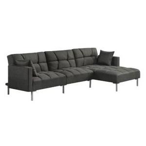 ACME Duzzy Reversible Adjustable Sectional Sofa w/2 Pillows, Dark Gray Fabric. Picture 1