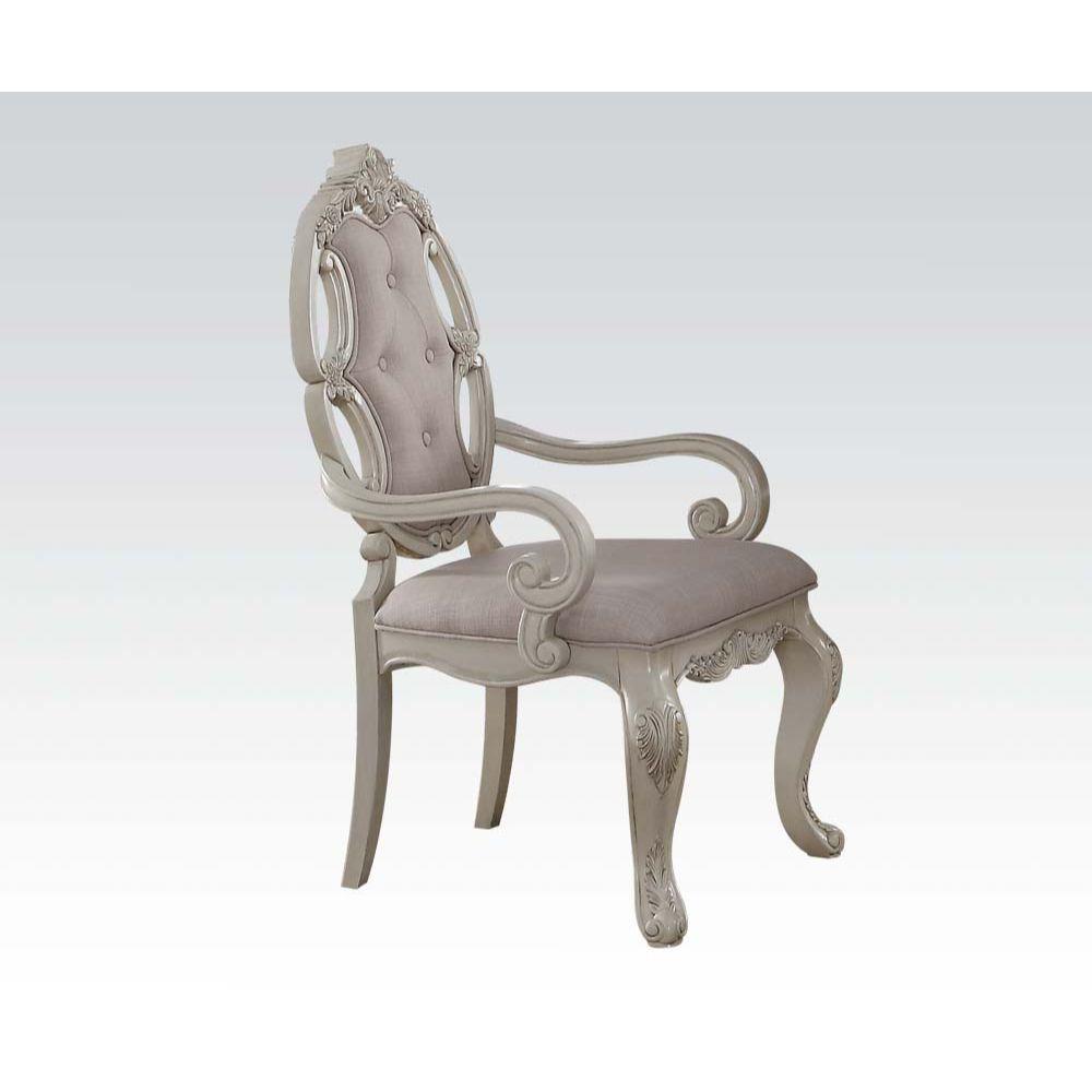 ACME Ragenardus Arm Chair (Set-2), Fabric & Antique White. Picture 1