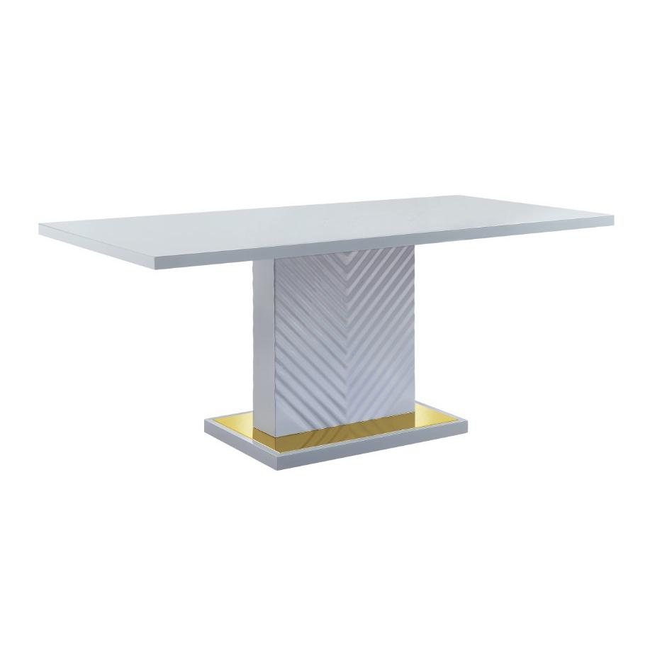 ACME Gaines Dining Table, Gray High Gloss Finish. Picture 1