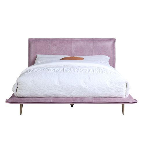 ACME Metis Eastern King Bed, Pink Top Grain Leather. Picture 1