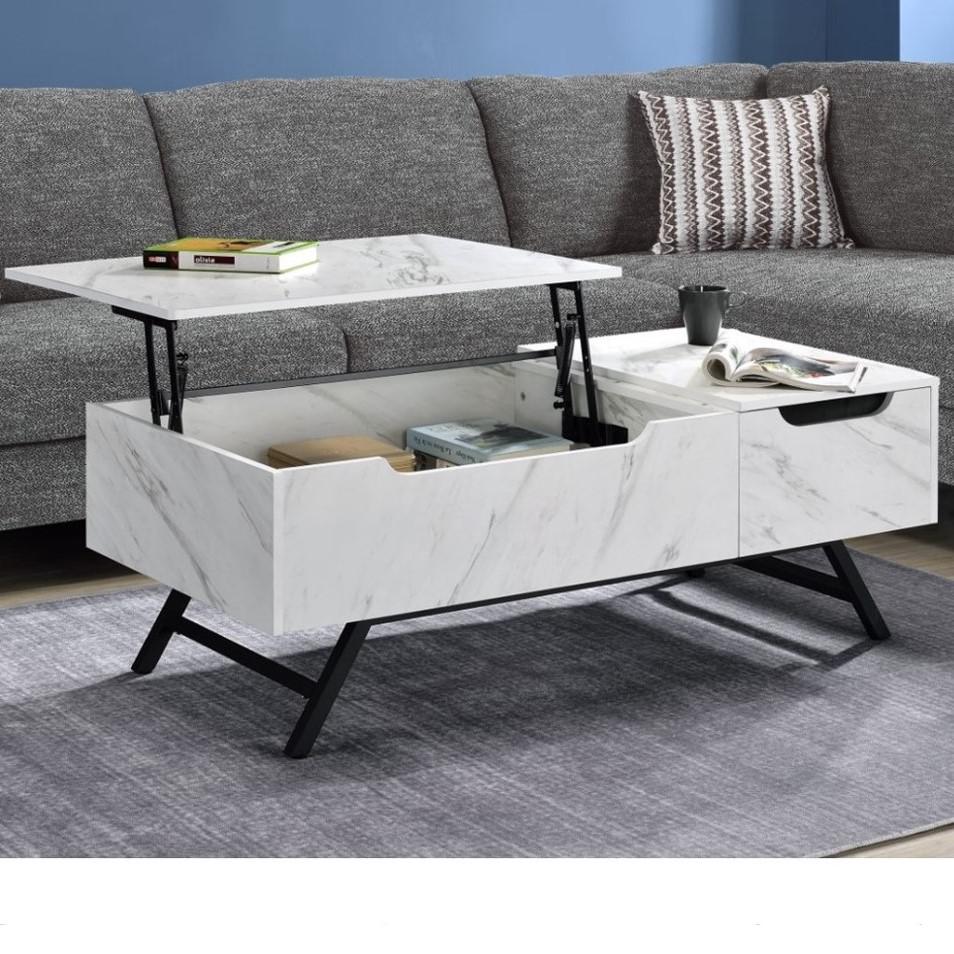 ACME Throm Coffee Table w/Lift Top, White Finish. Picture 1