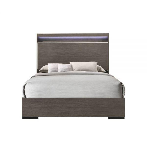 ACME Escher Eastern King Bed, LED & Gray Oak. Picture 1